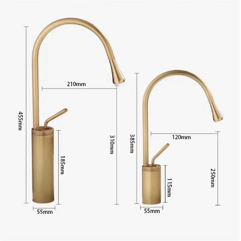 DecorBites™ Antique Brass Bathroom Basin Faucet Hot Cold Black Sink Mixer Kitchen Water Crane