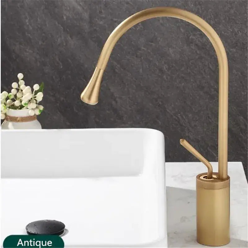 DecorBites™ Antique Brass Bathroom Basin Faucet Hot Cold Black Sink Mixer Kitchen Water Crane