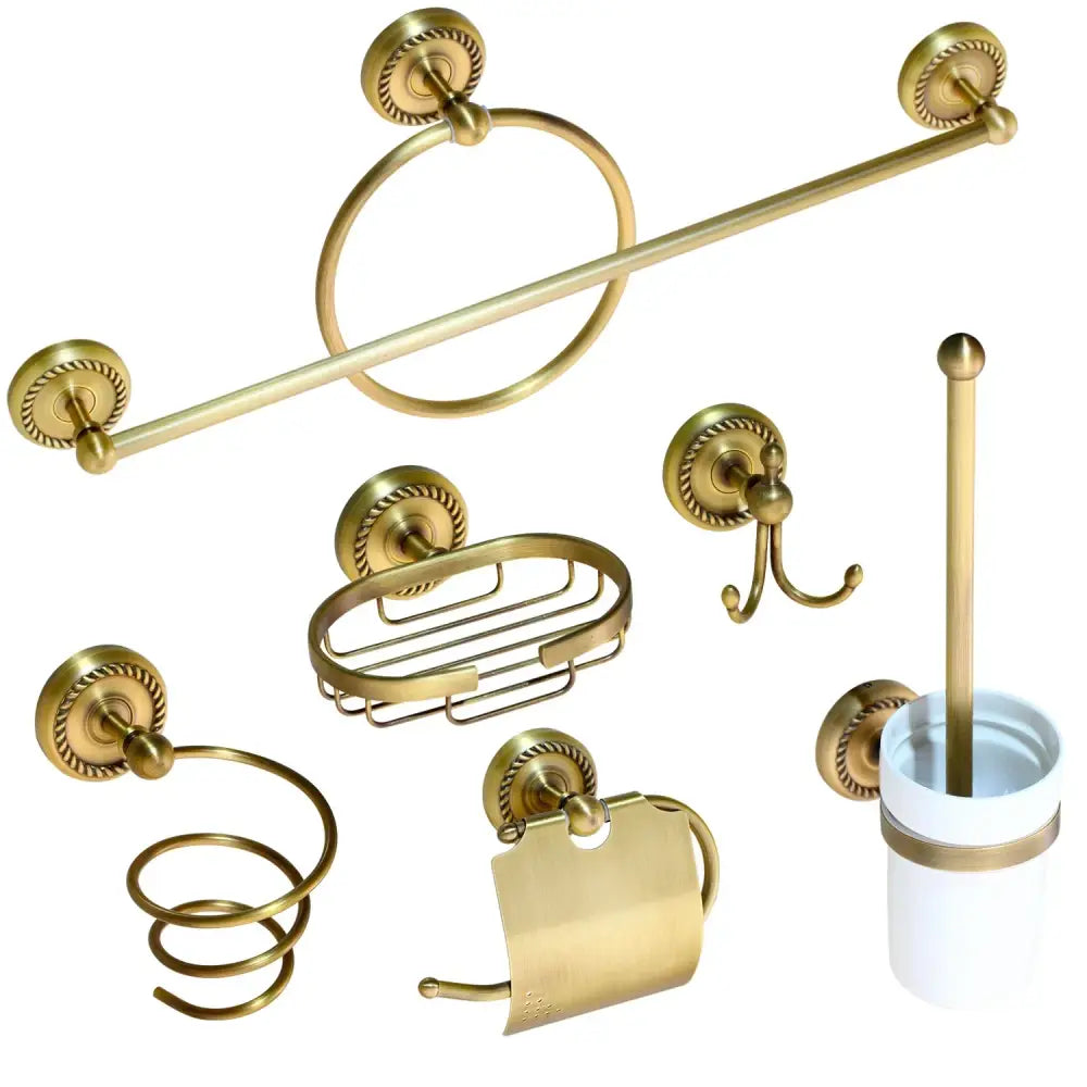 DecorBites™ Antique Brass Bathroom Hardware Set-SOAP DISH TOILET HOLDER - ACCESSORY