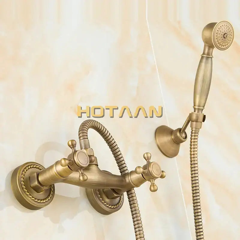 DecorBites™ Antique Brass Bathroom Shower and Basin Tap Set
