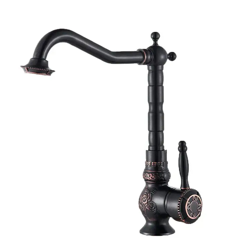 DecorBites™ Antique Brass Bathroom Sink Faucet Mixer, Single Handle Hot Cold Water Tap