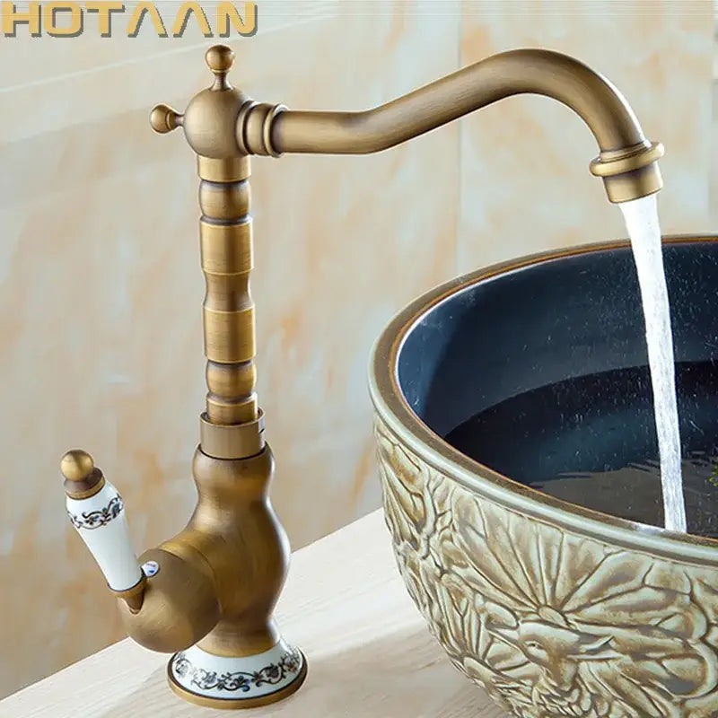 خلاط حوض حمام DecorBites™ من النحاس العتيق، بفتحة واحدة للتركيب على السطح