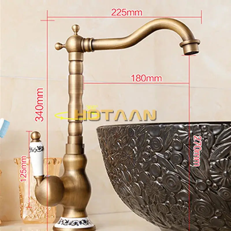 خلاط حوض حمام DecorBites™ من النحاس العتيق، بفتحة واحدة للتركيب على السطح