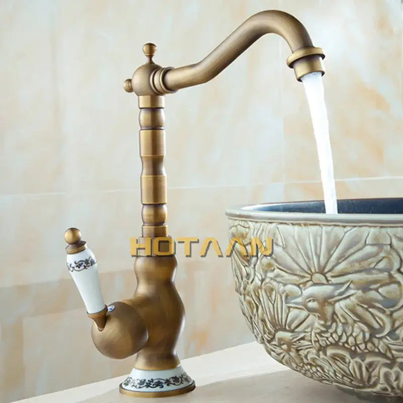 خلاط حوض حمام DecorBites™ من النحاس العتيق، بفتحة واحدة للتركيب على السطح