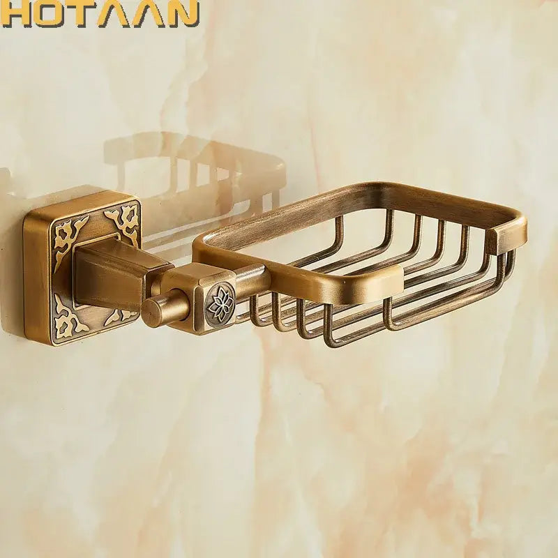 DecorBites™ Antique Brass Bathroom Soap Basket Wall Mounted Soap Dish Holder