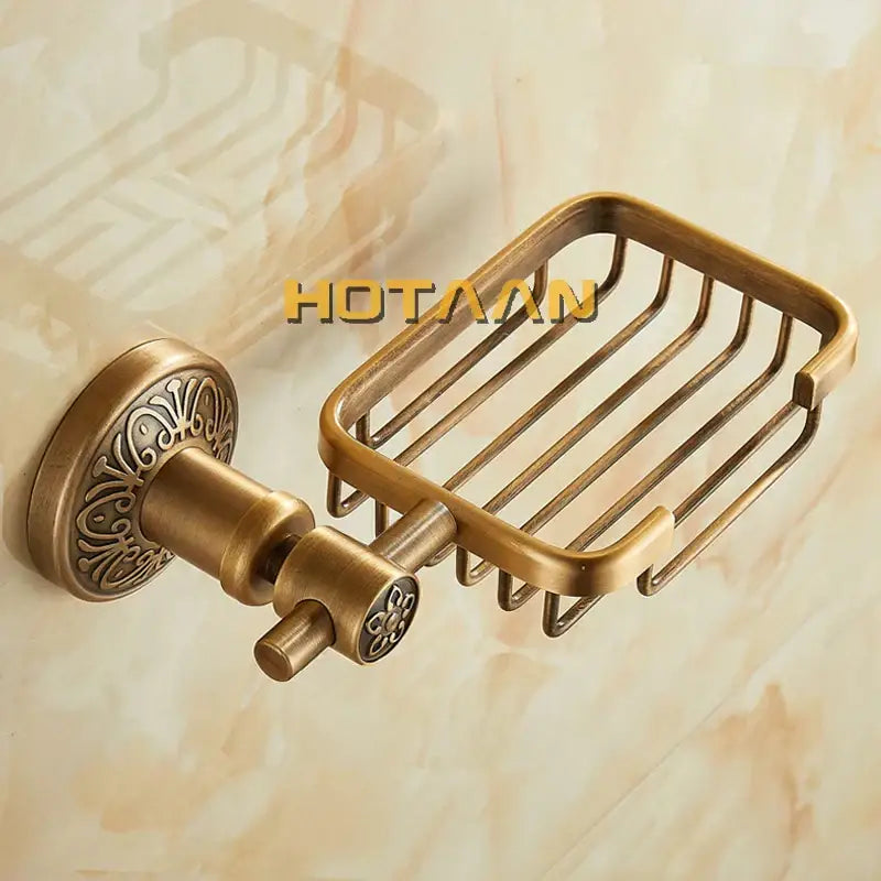 DecorBites™ Antique Brass Bathroom Soap Basket Wall Mounted Soap Dish Holder