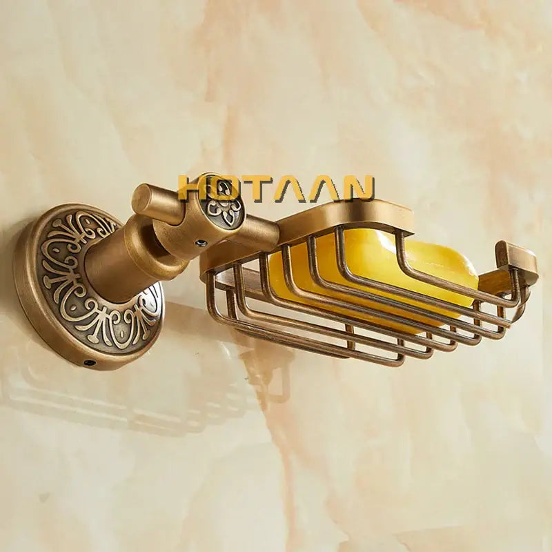 DecorBites™ Antique Brass Bathroom Soap Basket Wall Mounted Soap Dish Holder