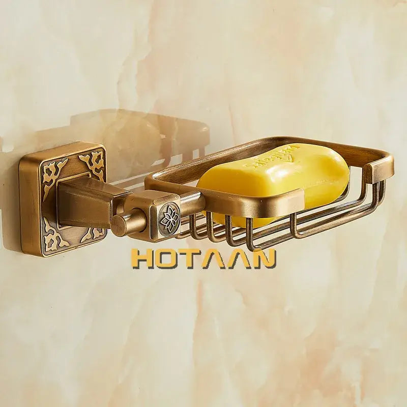DecorBites™ Antique Brass Bathroom Soap Basket Wall Mounted Soap Dish Holder