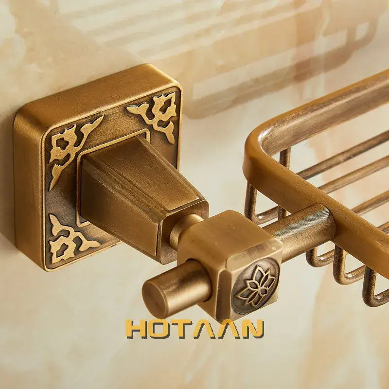 DecorBites™ Antique Brass Bathroom Soap Basket Wall Mounted Soap Dish Holder