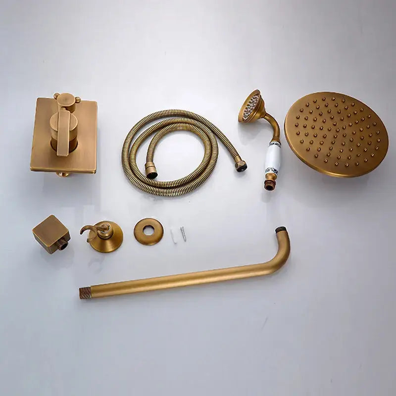DecorBites™ Antique Brass/Black 8" Rainfall Shower Set Faucet with Handshower