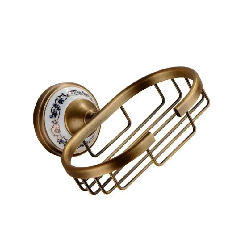DecorBites™ Antique Brass Ceramic Soap Dish Copper Soap Basket Bathroom Accessories