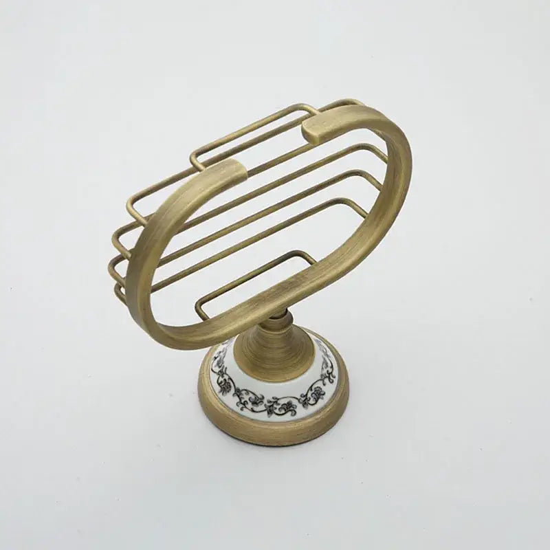 DecorBites™ Antique Brass Ceramic Soap Dish Copper Soap Basket Bathroom Accessories