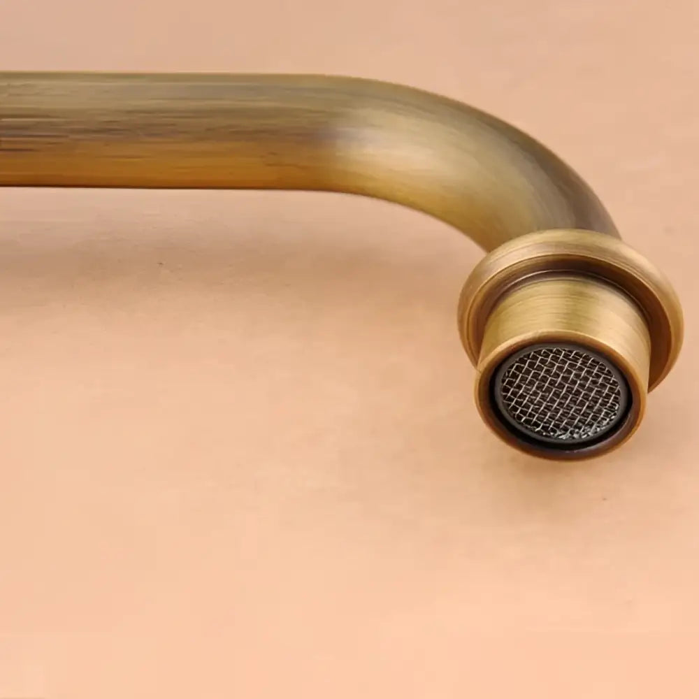 DecorBites™ Antique Brass Double Cross Handle Basin Faucet - 360 Degree Swivel Spout
