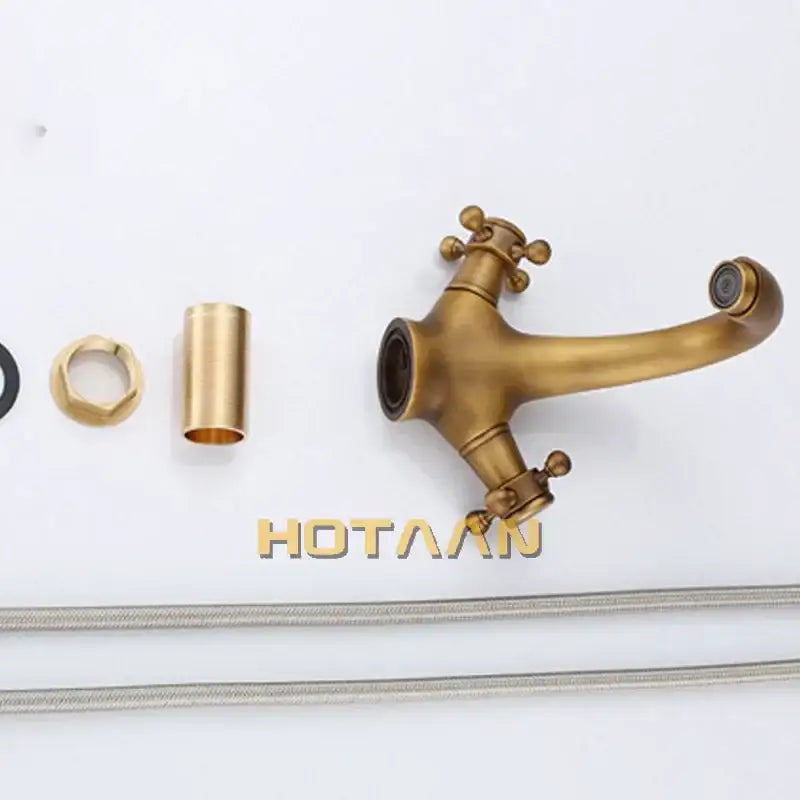 DecorBites™ Antique Brass Double Handle Faucet Kitchen Bathroom Basin Mixer Robinet Antique