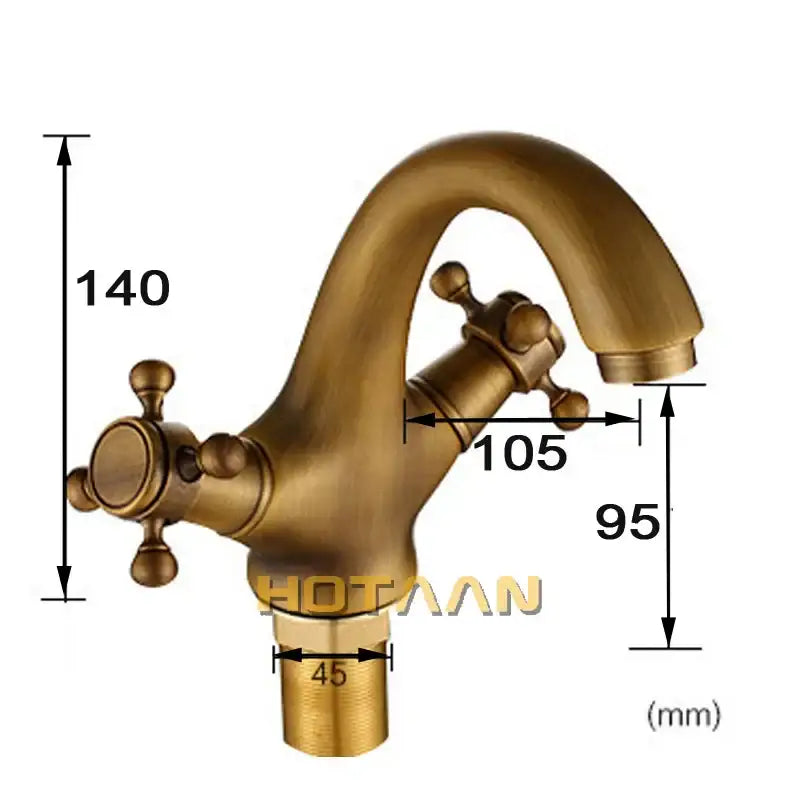 DecorBites™ Antique Brass Double Handle Faucet Kitchen Bathroom Basin Mixer Robinet Antique