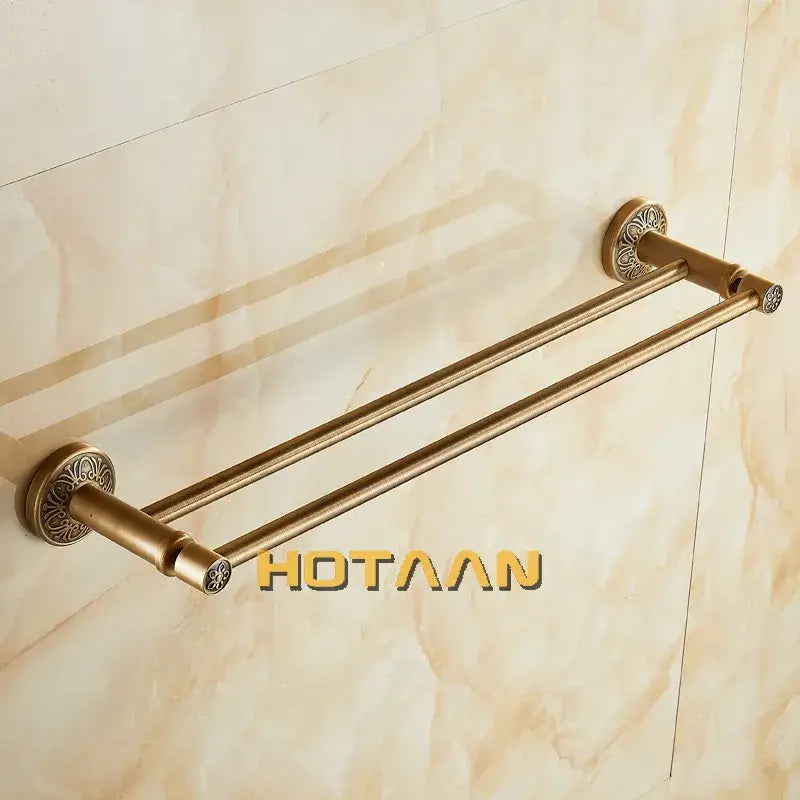 DecorBites™ Antique Brass Double Towel Bar/Towel Holder - Solid Aluminium - Bathroom Accessory