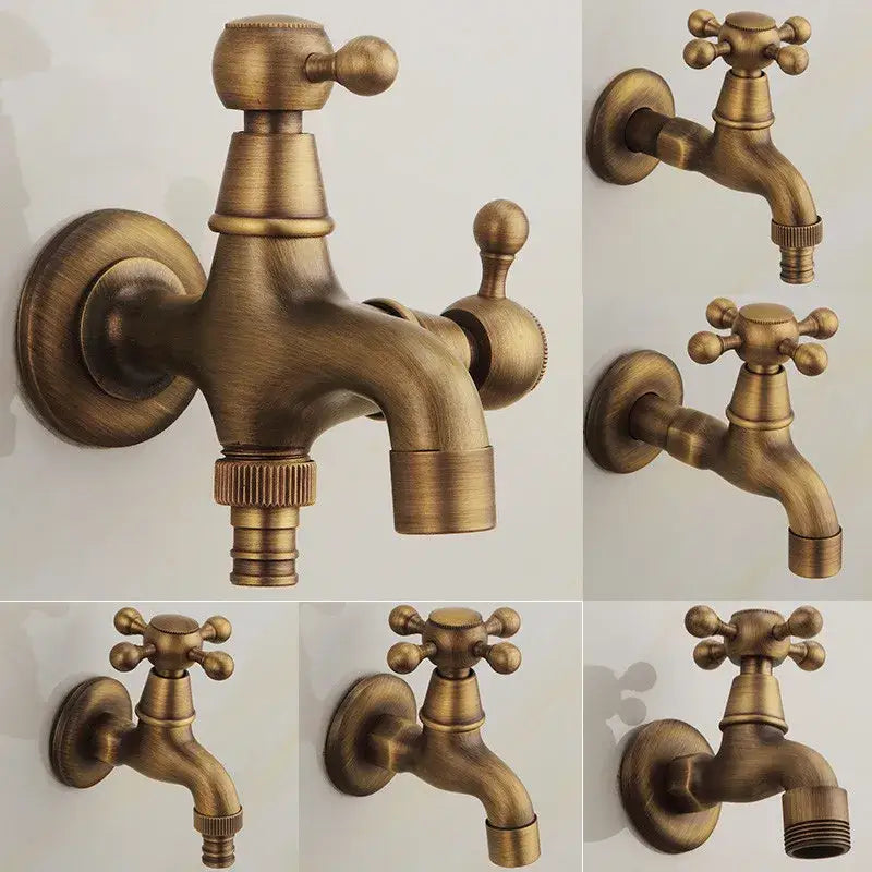DecorBites™ Antique Brass Dragon Carved Outdoor Washing Machine Faucet Cold Tap