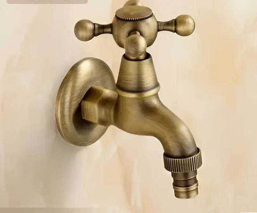 DecorBites™ Antique Brass Dragon Carved Outdoor Washing Machine Faucet Cold Tap