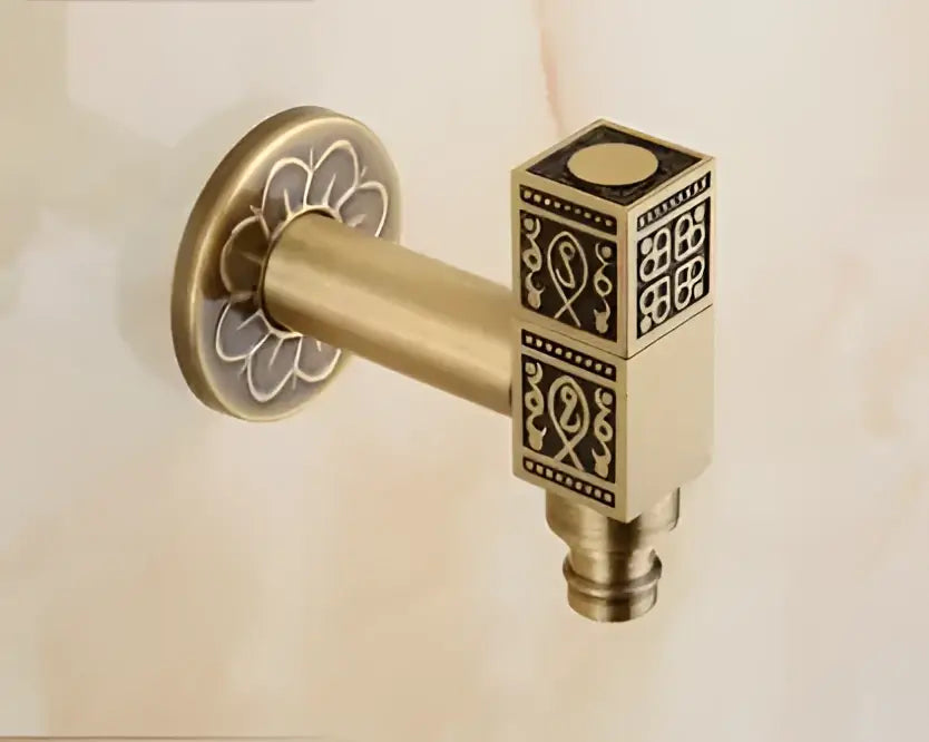 DecorBites™ Antique Brass Dragon Carved Outdoor Washing Machine Faucet Cold Tap