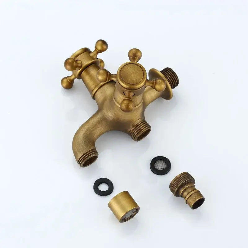 DecorBites™ Antique Brass Dual Cross Handles Wall Mounted Mop Pool Faucets