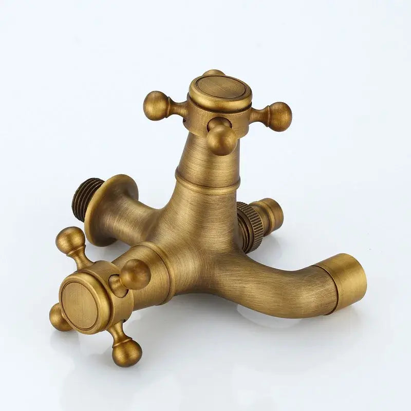 DecorBites™ Antique Brass Dual Cross Handles Wall Mounted Mop Pool Faucets