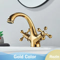 DecorBites™ Antique Brass Dual Handle Basin Faucet Deck Mounted Bathroom Mixer Tap