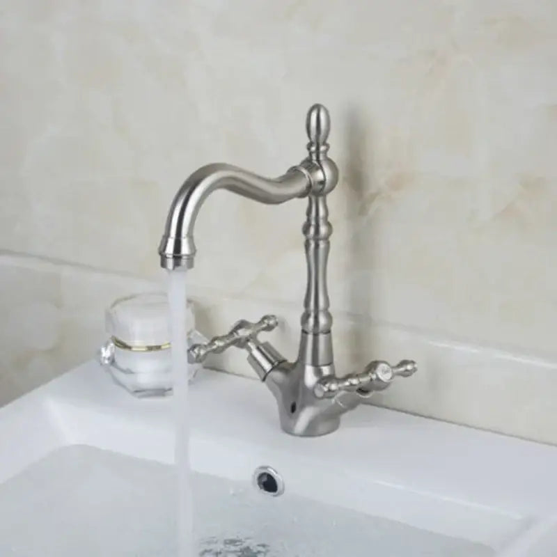 DecorBites™ Antique Brass Dual Handle Swivel Sink Faucet Rotated Mixer Tap