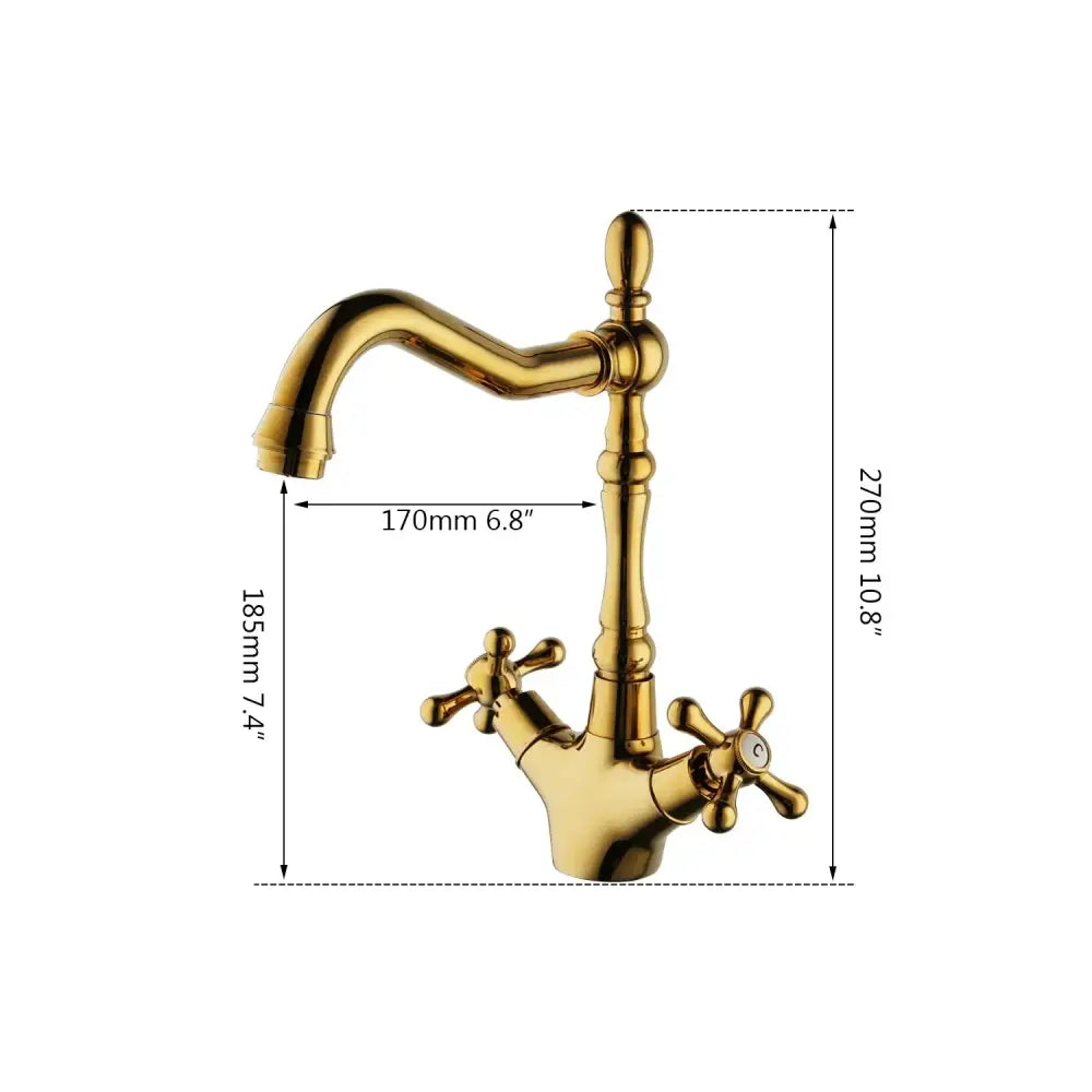 DecorBites™ Antique Brass Dual Handle Swivel Sink Faucet Rotated Mixer Tap