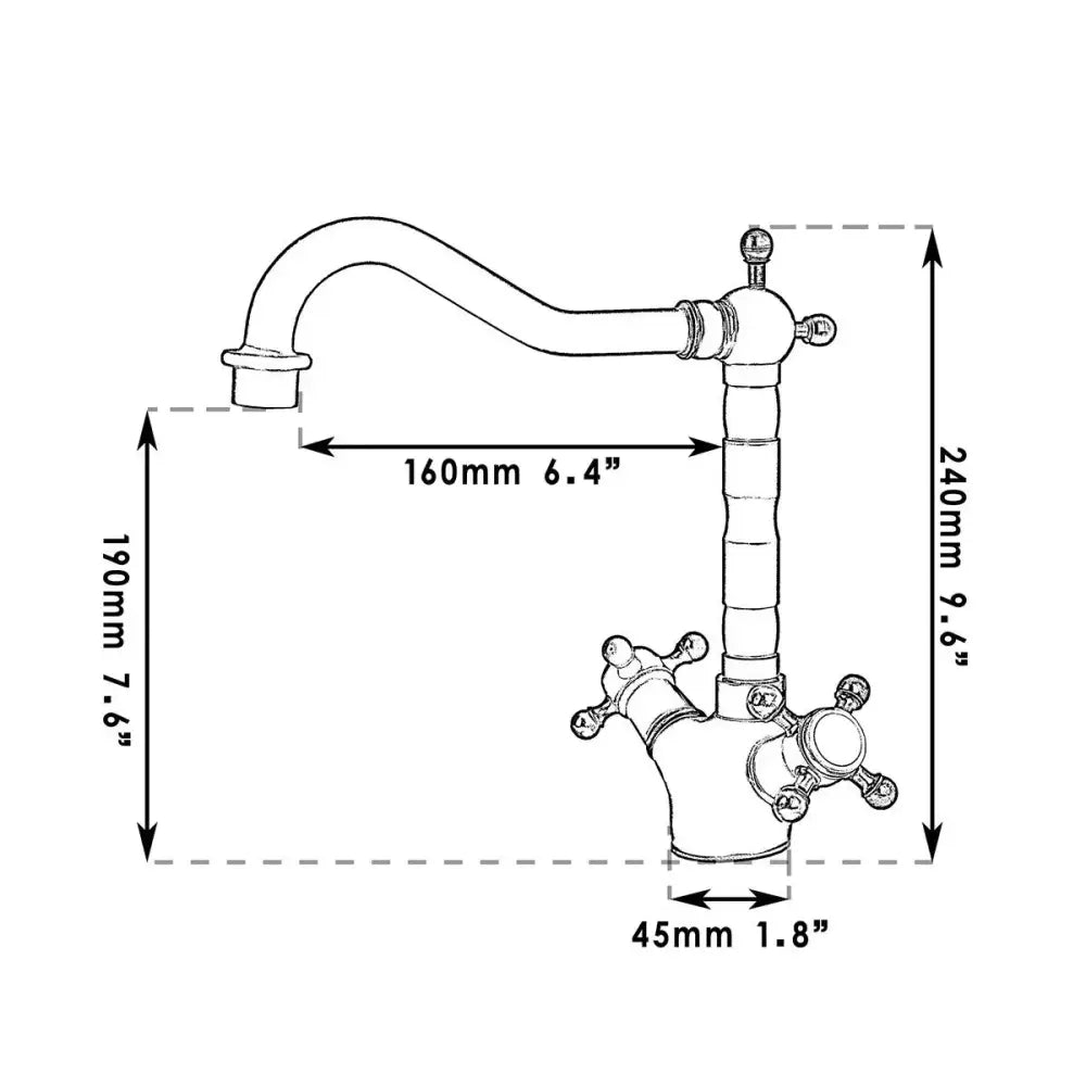 DecorBites™ Antique Brass Dual Handle Swivel Sink Faucet Rotated Mixer Tap