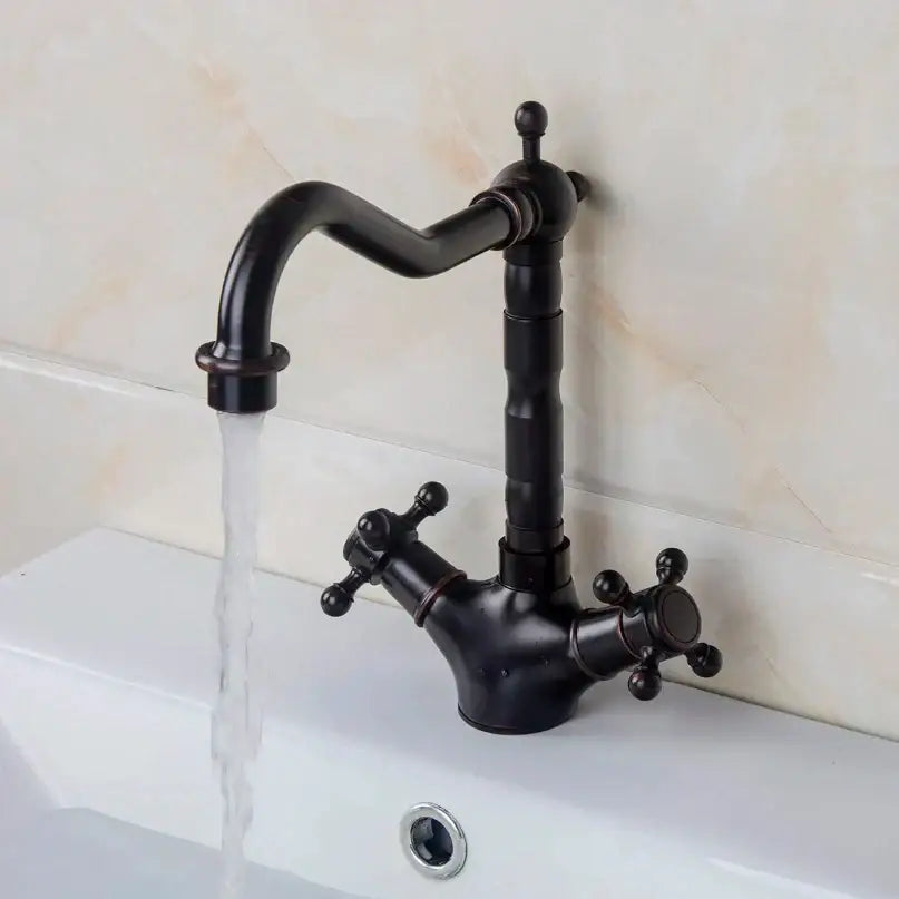 DecorBites™ Antique Brass Dual Handle Swivel Sink Faucet Rotated Mixer Tap