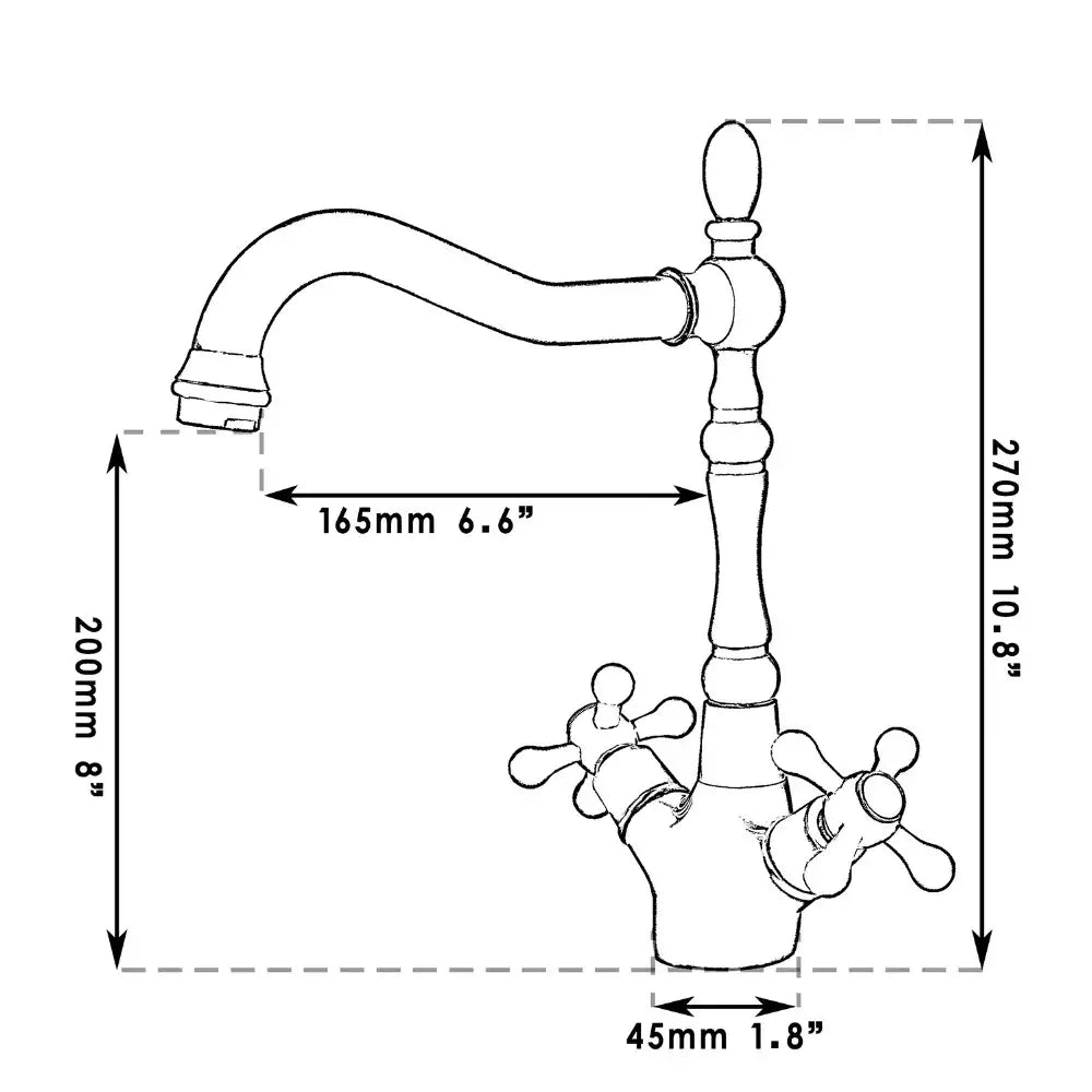 DecorBites™ Antique Brass Dual Handle Swivel Sink Faucet Rotated Mixer Tap