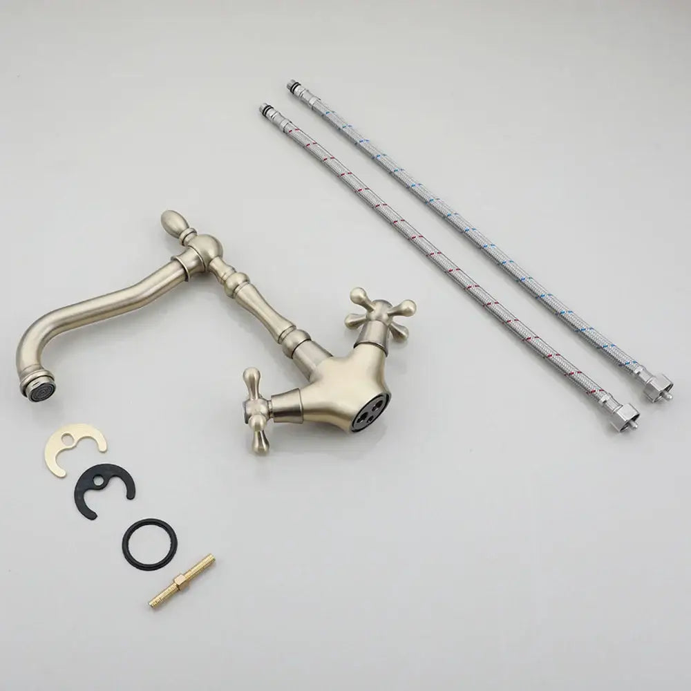 DecorBites™ Antique Brass Dual Handle Swivel Sink Faucet Rotated Mixer Tap