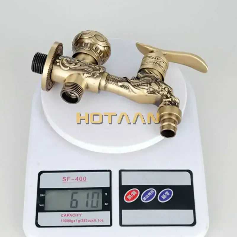 DecorBites™ Antique Brass Finish Garden Bibcock Faucet Wall Mount Washing Machine Tap