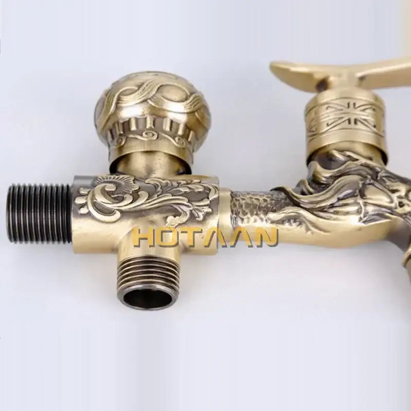 DecorBites™ Antique Brass Finish Garden Bibcock Faucet Wall Mount Washing Machine Tap