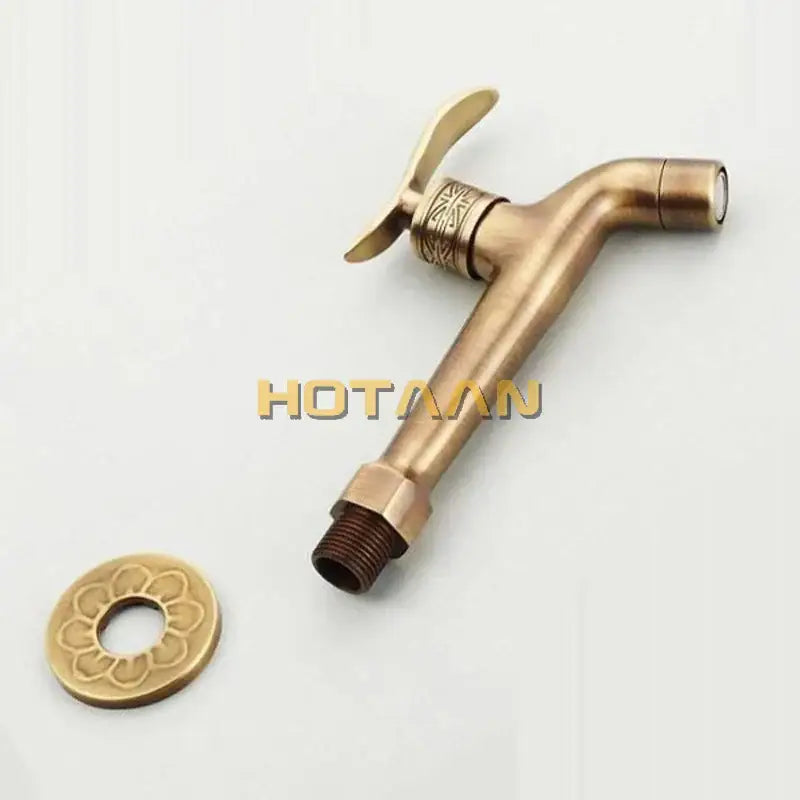 DecorBites™ Antique Brass Finish Wall Mount Bibcock Faucet for Bathroom and Washing Machine
