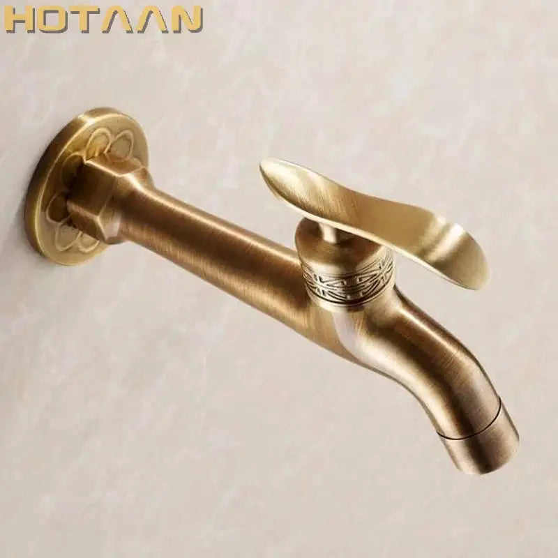 DecorBites™ Antique Brass Finish Wall Mount Bibcock Faucet for Bathroom and Washing Machine