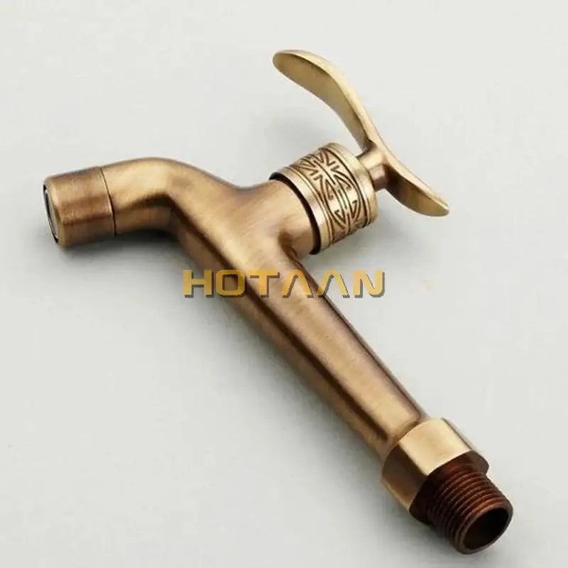 DecorBites™ Antique Brass Finish Wall Mount Bibcock Faucet for Bathroom and Washing Machine