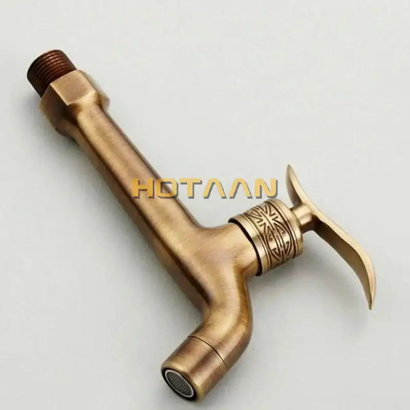 DecorBites™ Antique Brass Finish Wall Mount Bibcock Faucet for Bathroom and Washing Machine