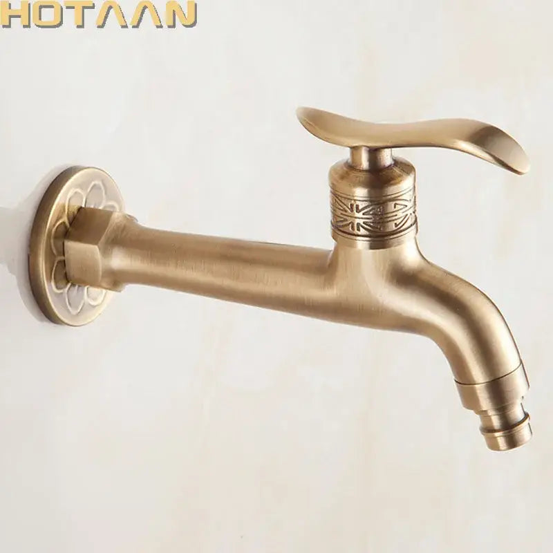 DecorBites™ Antique Brass Finish Wall Mount Bibcock Faucet for Bathroom and Washing Machine