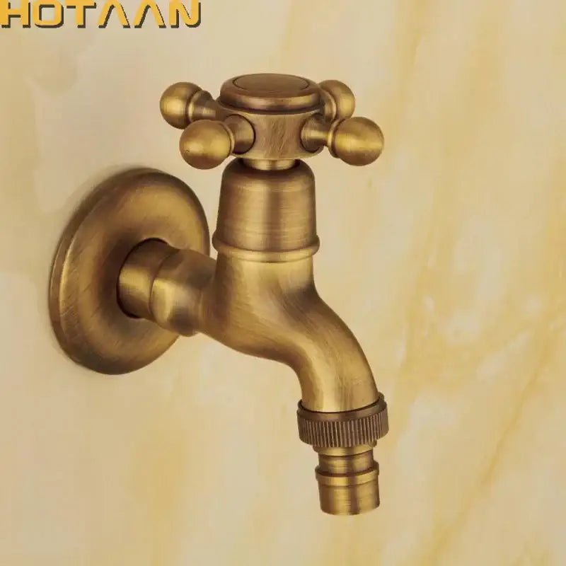 DecorBites™ Antique Brass Finish Wall Mount Garden Bibcock Faucet