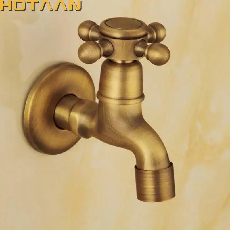 DecorBites™ Antique Brass Finish Wall Mount Garden Bibcock Faucet