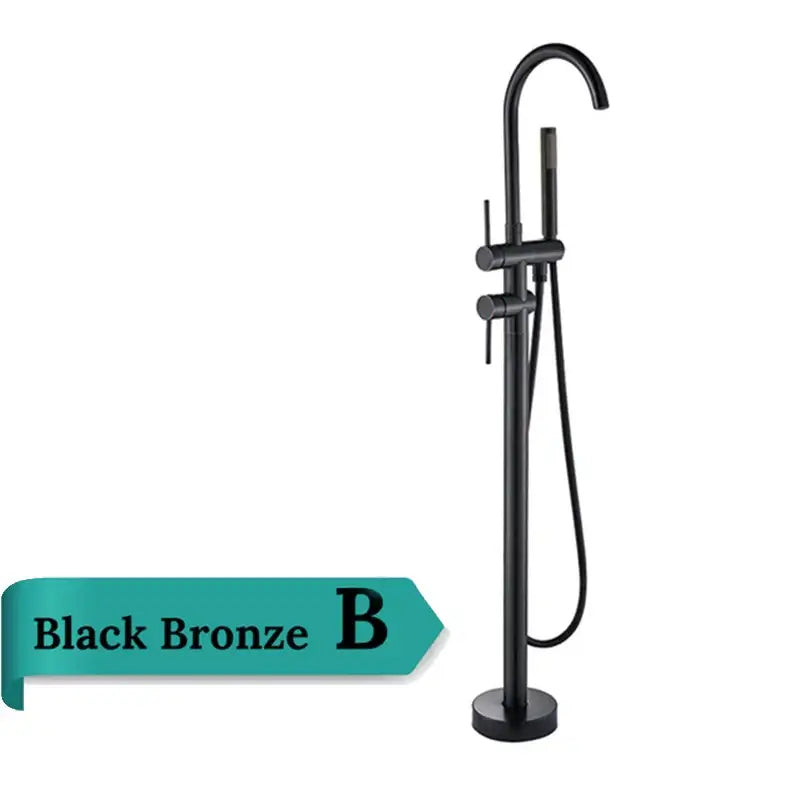 DecorBites™ Antique Brass Floor Mount Tub Faucet Swivel Spout Shower Mixer Tap
