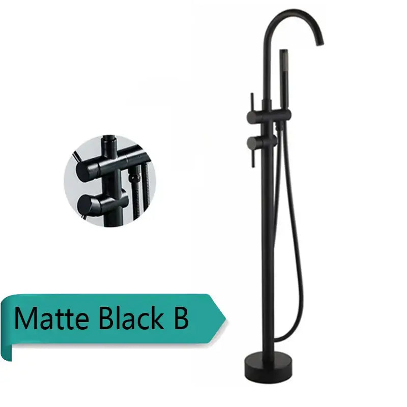 DecorBites™ Antique Brass Floor Mount Tub Faucet Swivel Spout Shower Mixer Tap
