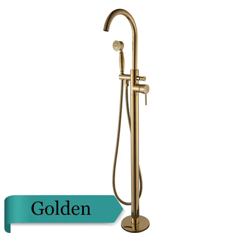 DecorBites™ Antique Brass Floor Mount Tub Faucet Swivel Spout Shower Mixer Tap