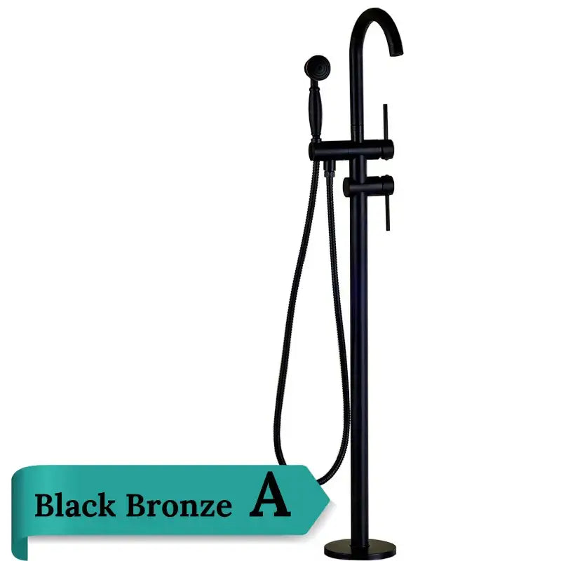 DecorBites™ Antique Brass Floor Mount Tub Faucet Swivel Spout Shower Mixer Tap