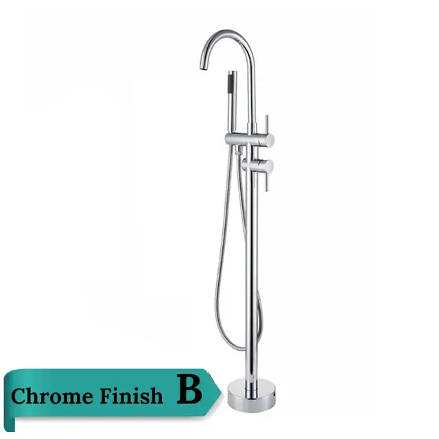 DecorBites™ Antique Brass Floor Mount Tub Faucet Swivel Spout Shower Mixer Tap