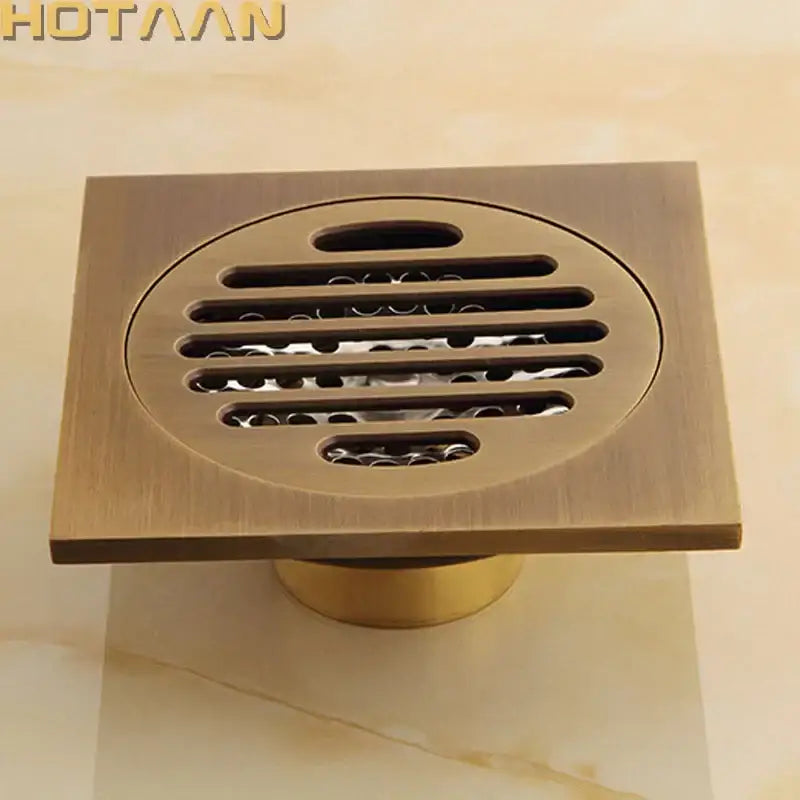 DecorBites™ Antique Brass Flower Art Bathroom Accessory Floor Drain Waste Grate - 100mm*100mm