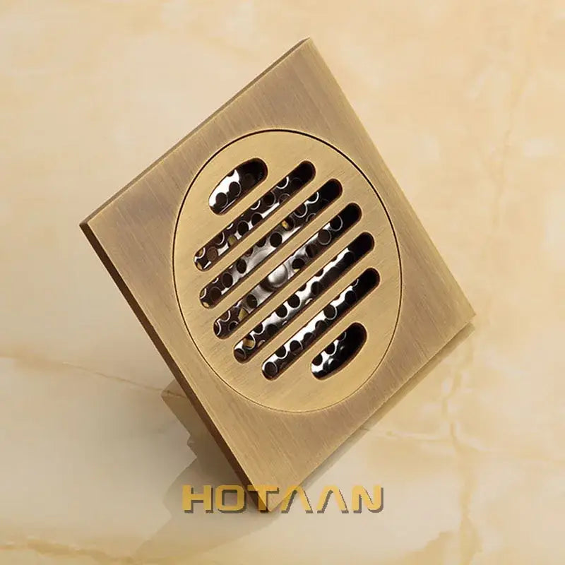 DecorBites™ Antique Brass Flower Art Bathroom Accessory Floor Drain Waste Grate - 100mm*100mm