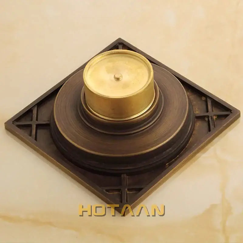 DecorBites™ Antique Brass Flower Art Bathroom Accessory Floor Drain Waste Grate - 100mm*100mm