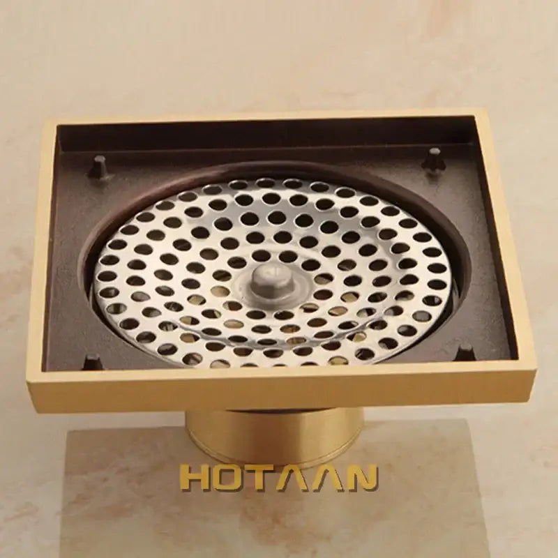 DecorBites™ Antique Brass Flower Art Bathroom Floor Drain Waste Grate